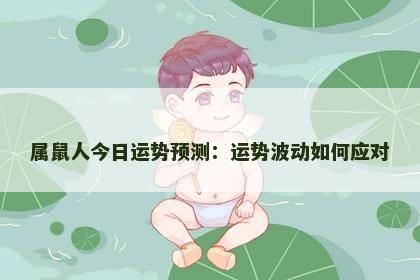 属鼠人今日运势预测：运势波动如何应对