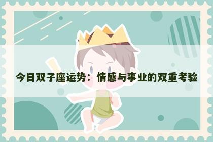 今日双子座运势：情感与事业的双重考验